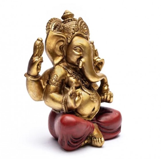 Ganesha, or & rouge - statue - +/- 14 cm