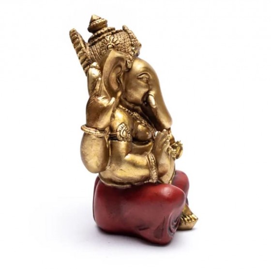 Ganesha, or & rouge - statue - +/- 14 cm