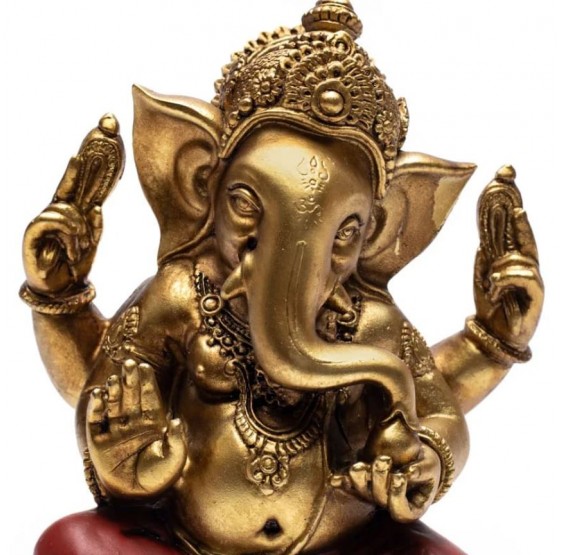 Ganesha, or & rouge - statue - +/- 14 cm