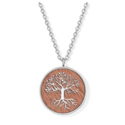 Pendentif Arbre de vie sur bois de noyer avec chaîne 45,5 cm