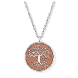 Pendentif Arbre de vie sur bois de noyer avec chaîne 45,5 cm