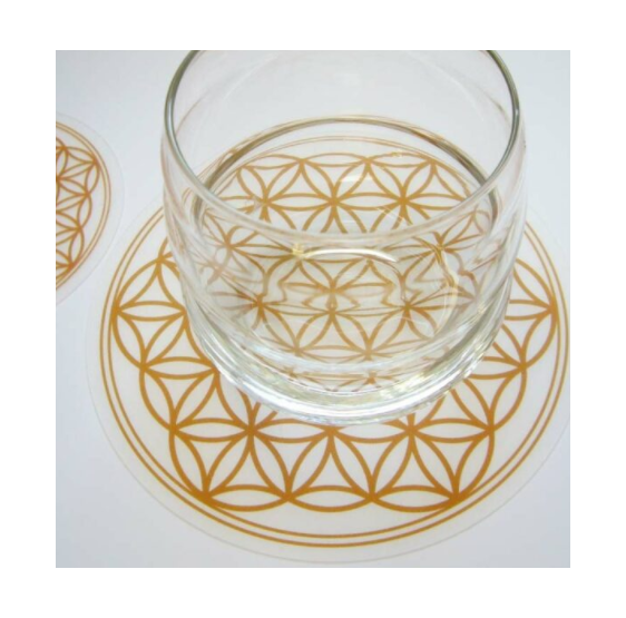 Set de 6 sous verre avec onde de forme Fleur de vie en liège pour eau