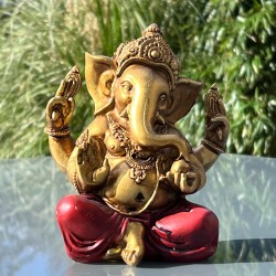 Ganesha, or & rouge - statue - +/- 14 cm