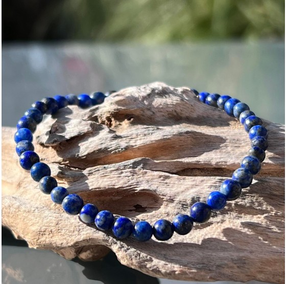 Bracelet Lapis Lazuli - elastique - fin - 4 mm