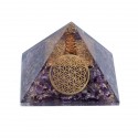 Pyramide Améthyste avec fleur de vie - orgone