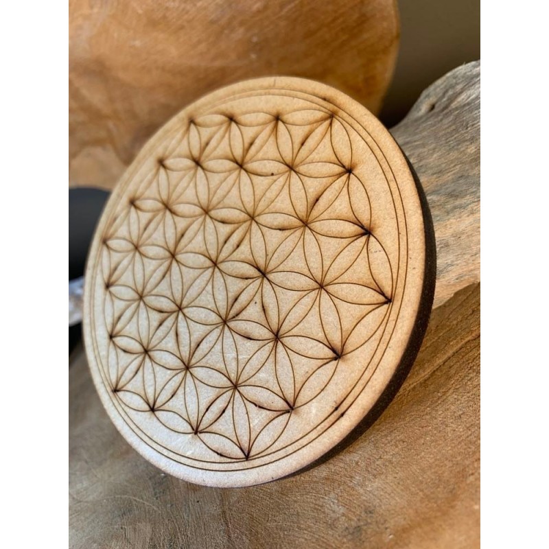 Sous-verres En Bois Fleur De Vie - Lot De 10 - Diamètre 10 Cm - Résistants à La Chaleur - Décoration Murale Ou De Table