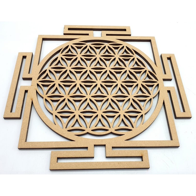 Plaque Fleur de vie Yantra bois 20 cm