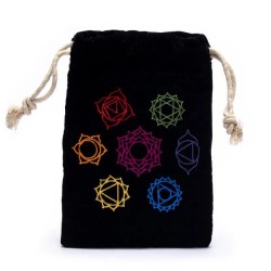 Pochette / bourse cartes Tarot - CHAKRAS  brodée - velour noir