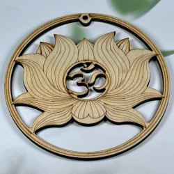 Plaque Ohm bois  lotus 14 cm