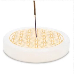 Porte encens FLEUR DE VIE - sélénite - 9cm