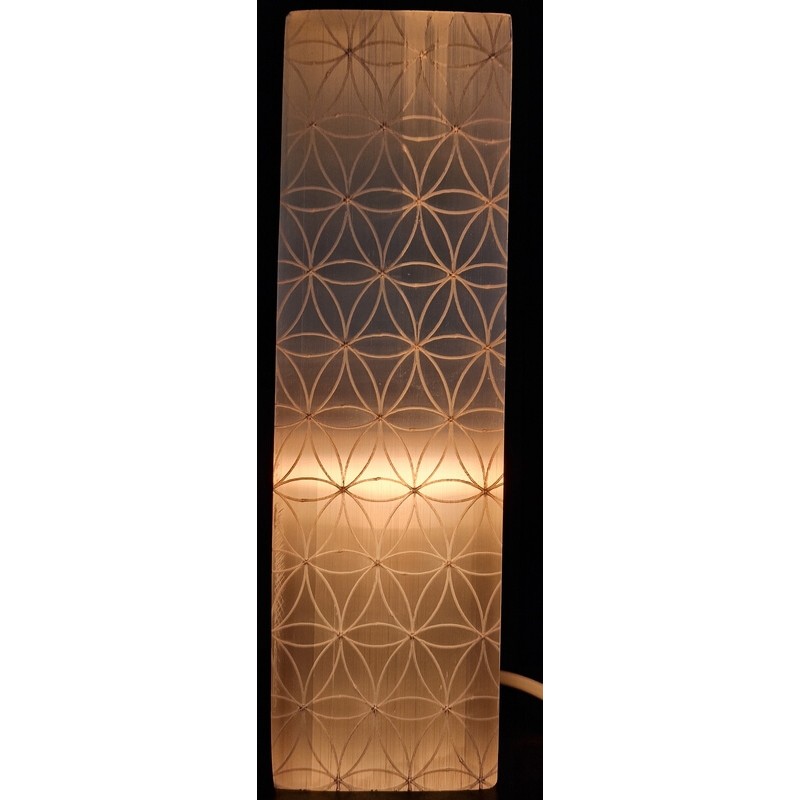 Lampe Sélénite Rectangle Gravée 25cm - Fleur de Vie