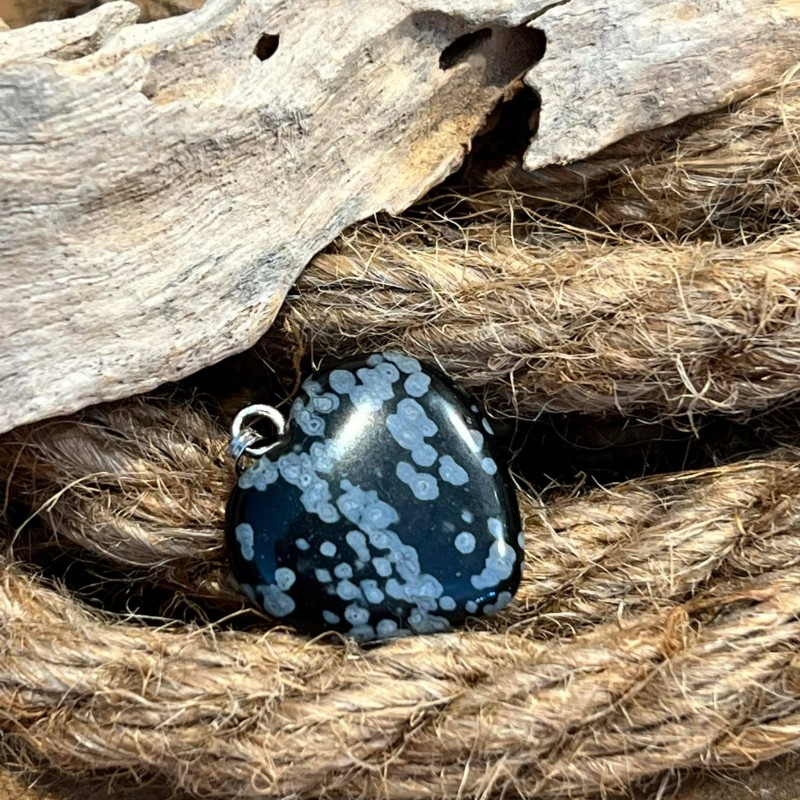 Pendentif Coeur Obsidienne Mouchetée