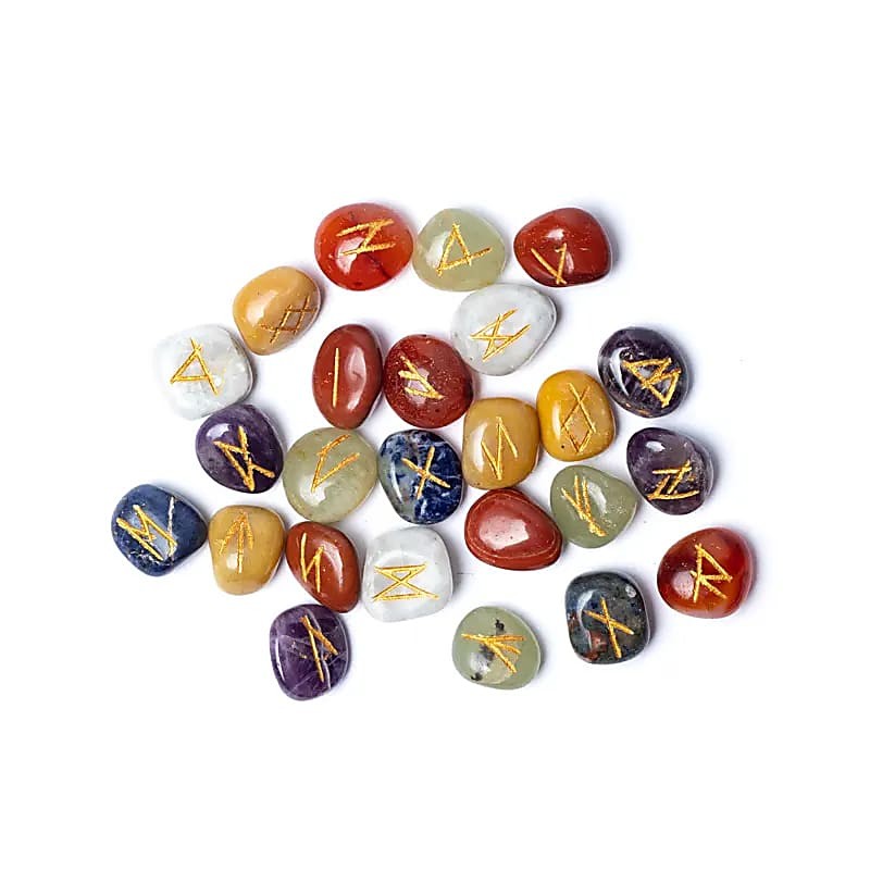 Rune  Oracle 7 Chakras set dans un sac en velours