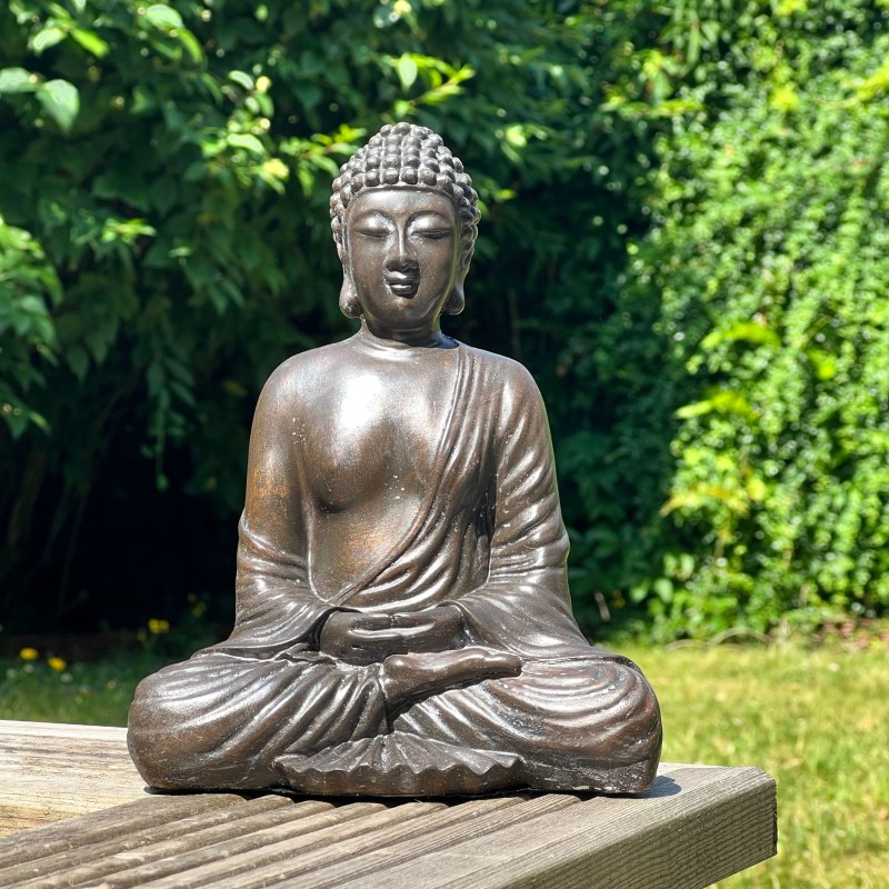 Bouddha de la sérénité - style  Japon - statue - brun