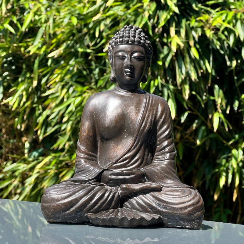 Bouddha de la sérénité - style  Japon - statue - brun