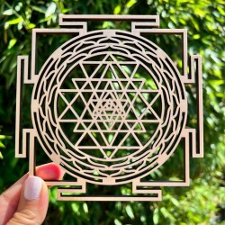 Plaque Sri Yantra Bois - 13.5 cm - carré
