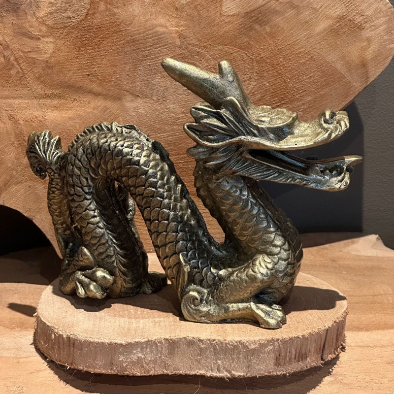 Dragon statue doré - Fengshui