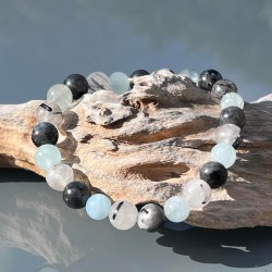 Bracelet Chips Aigue-marine/ Labradorite/ Quartz tourmaline