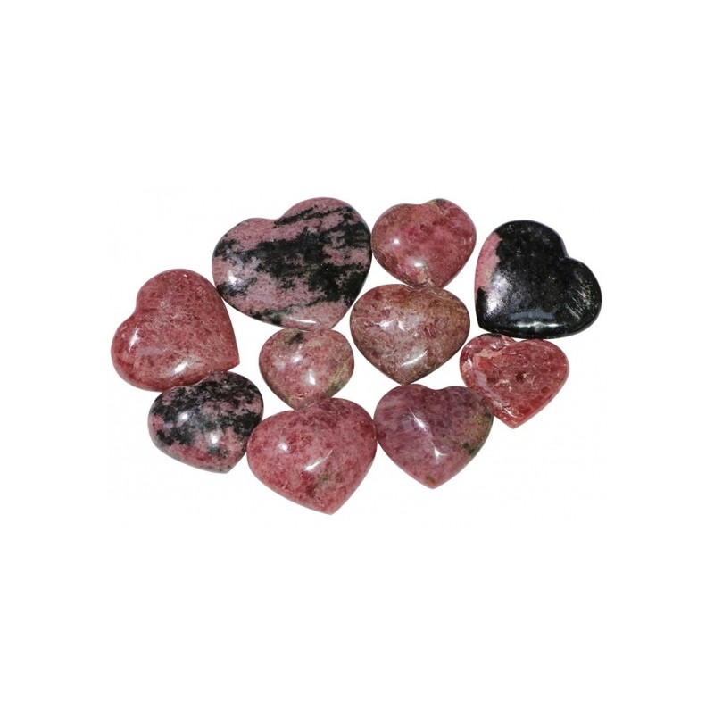 Pierre de Gratitude - Coeur poli - Rhodonite - 20 à 50 mm