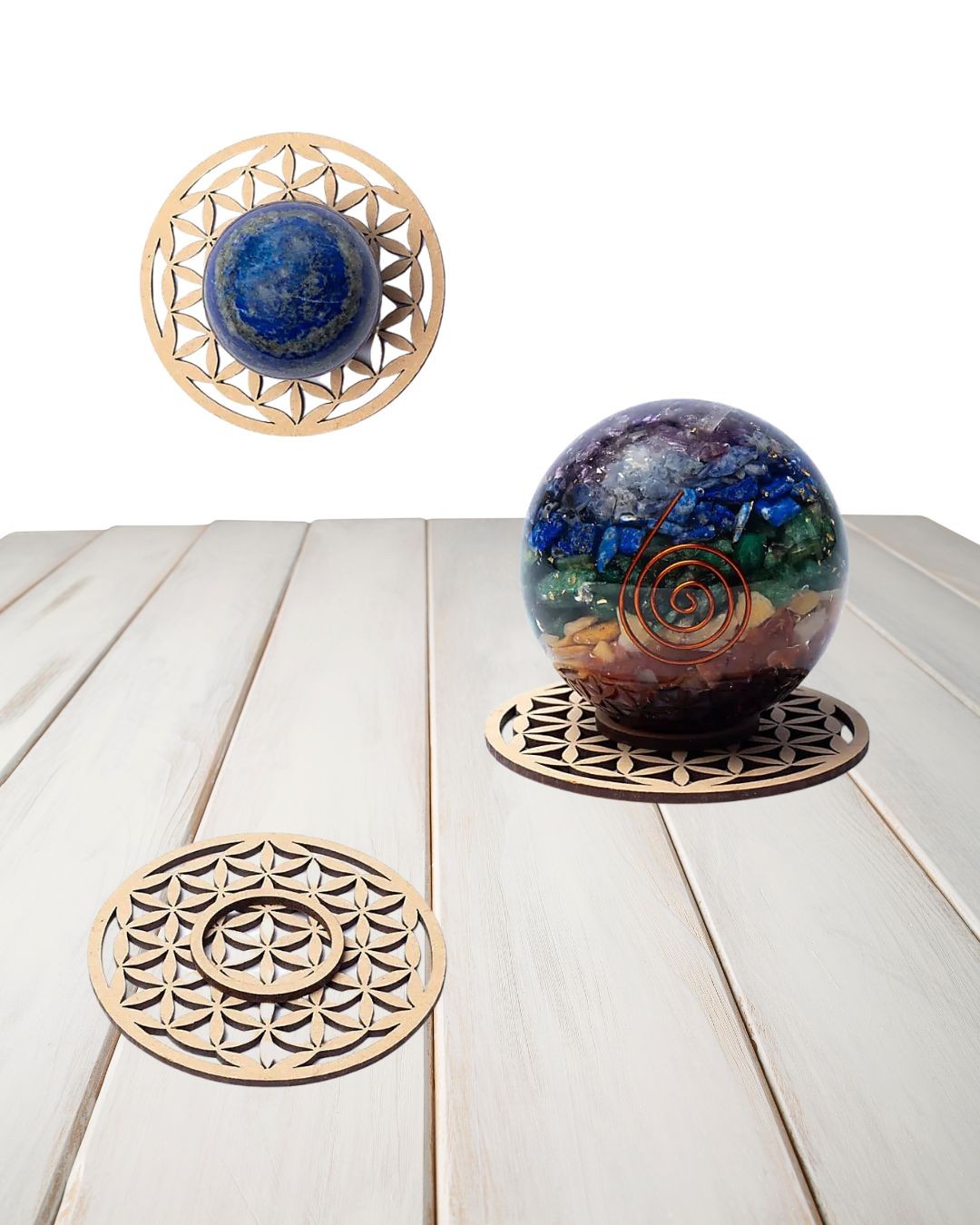 Socle Décoratif En Bois Pour Sphère Ou Œuf - Support Stable Pour Boule De Cristal, Pierre Précieuse - Décoration Maison/Bureau