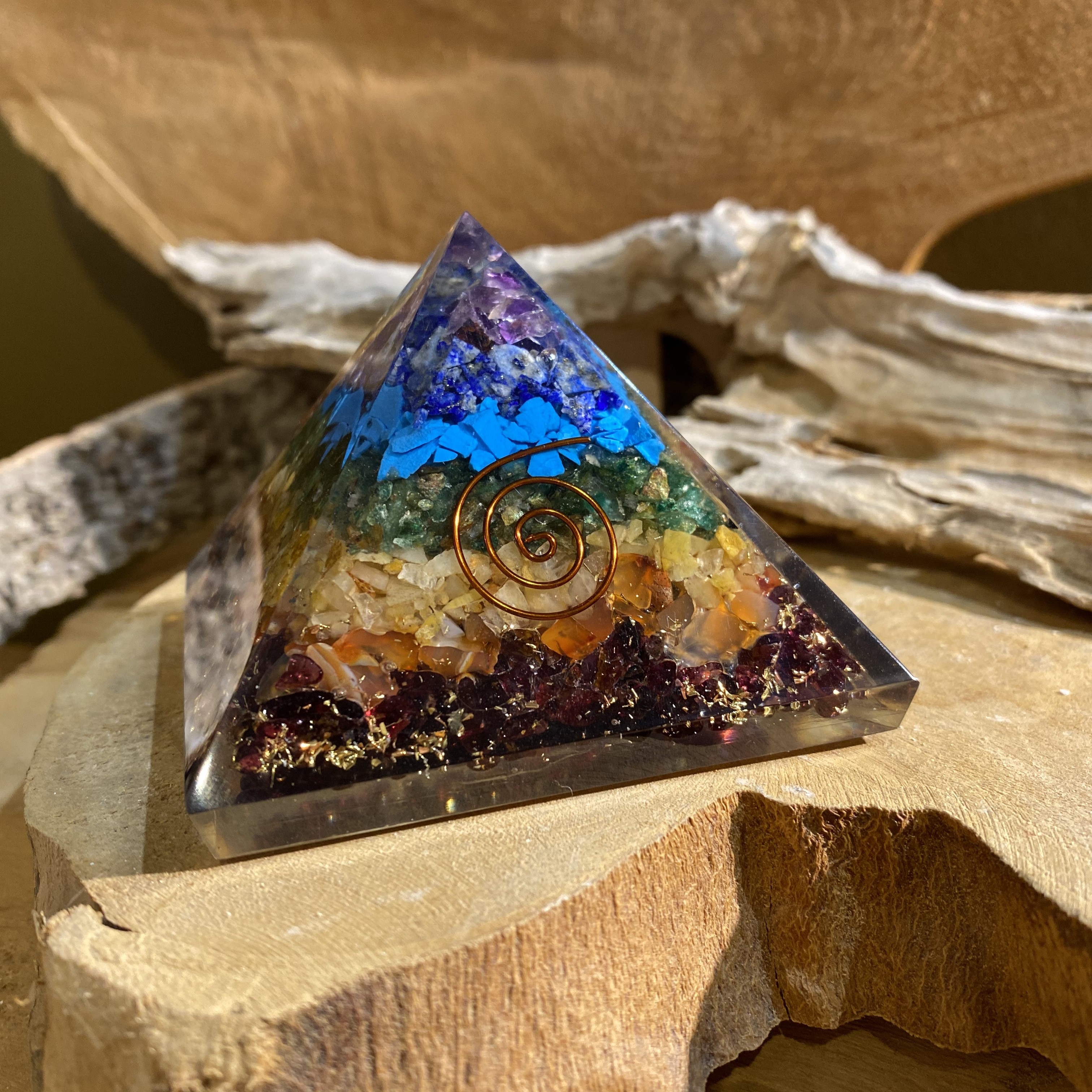 Sphère d'Orgonite sélénite avec fleur de vie - 5 cm L'orgone protège.