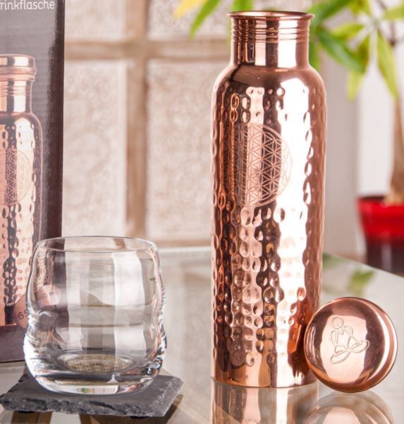 Bouteille D’eau En Cuivre Pur 950ml – Design Diamant, Isotherme, Bienfaits Ayurvédiques – Pour Santé Et Détox - 6