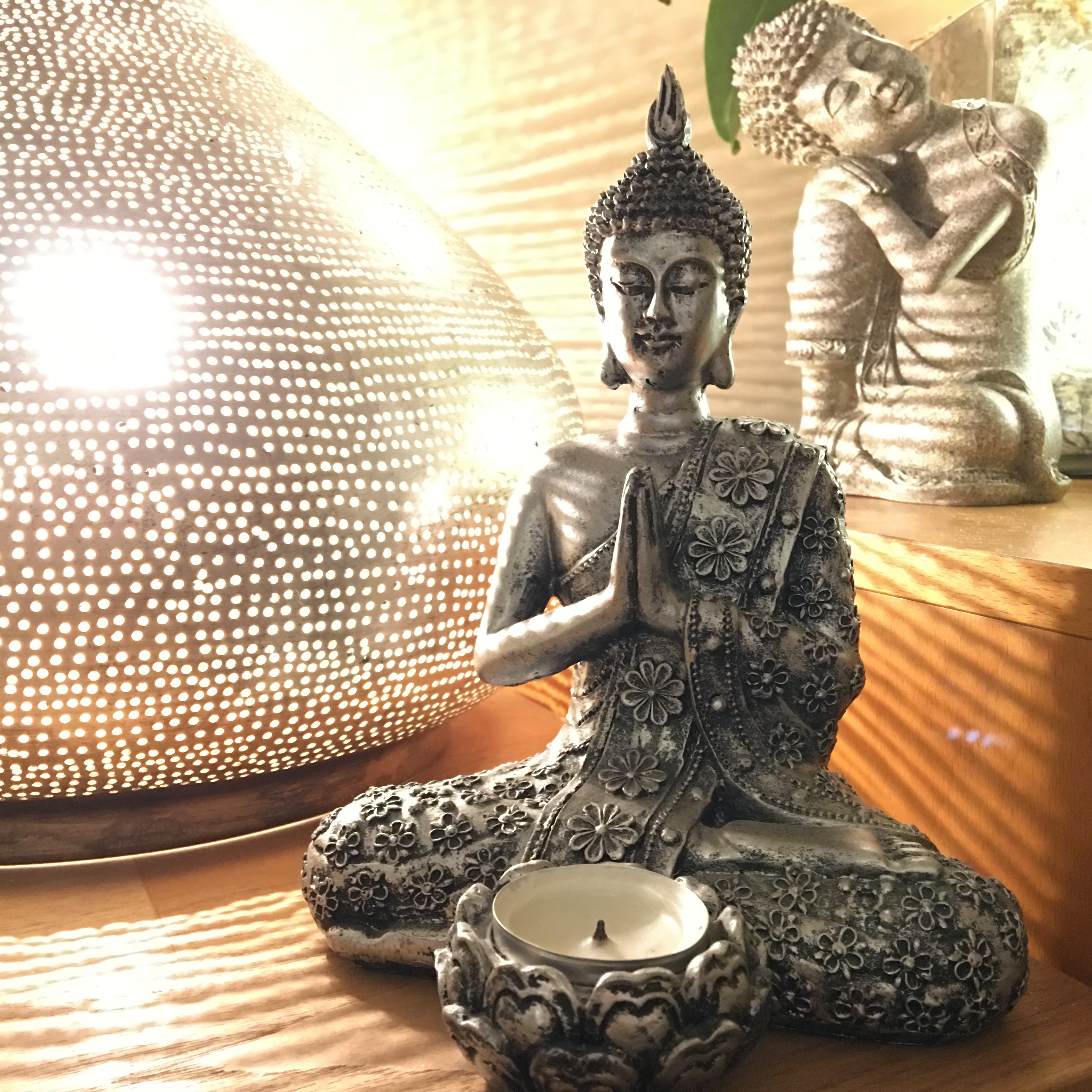 Statuette Bouddha Porte-Bonheur Noir & Gris - Pour L'Amour Et La Richesse - Neuf Avec Étiquette