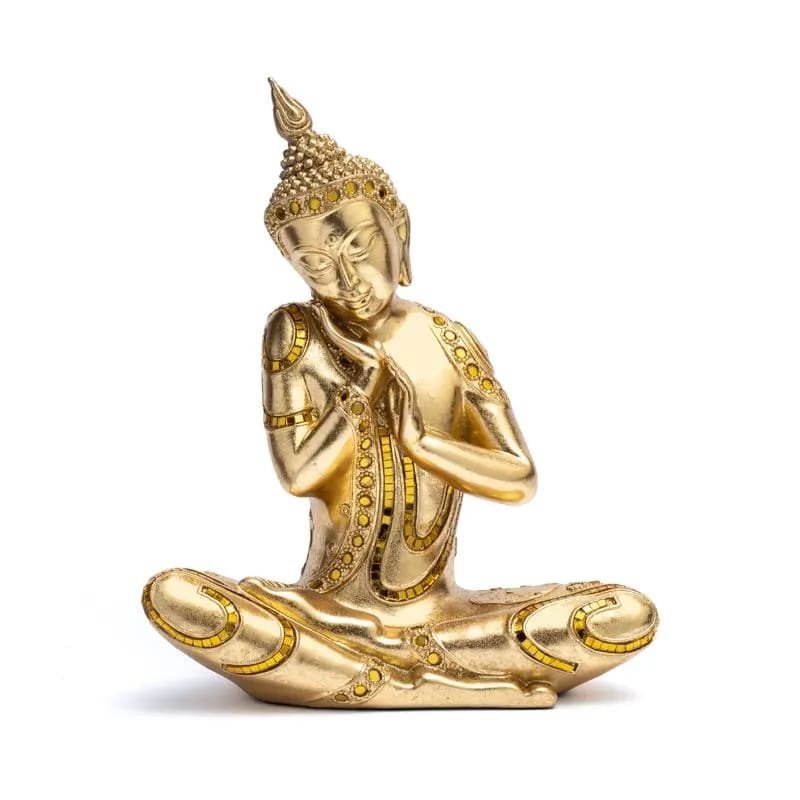Statuette décoration Bouddha Thaï Penseur en résine Bronze - H20 cm